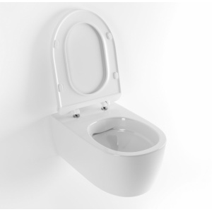 Excellent Axel Doto Toaleta WC podwieszana 48,5x36,5 cm Pure-Rim bez wewnętrznego kołnierza z deską sedesową wolnoopadającą, biała CEAX.1404.485.WH
